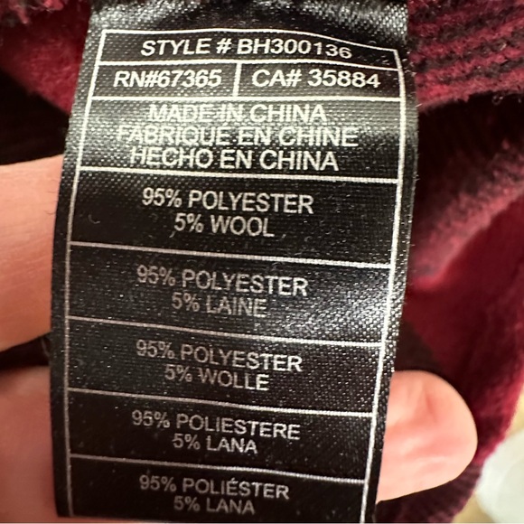 BB Dakota Anthropologie Eldridge Buffalo Plaid Jacket Shacket Dark Red Large - Picture 10 of 16